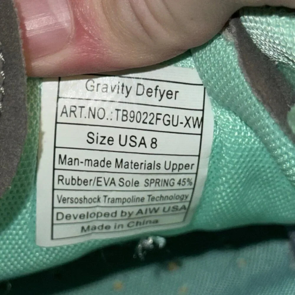 Gravity Defyer G-Defy Ion Gray/Teal Athletic Waking Comfort Sneakers Womens Sz 8